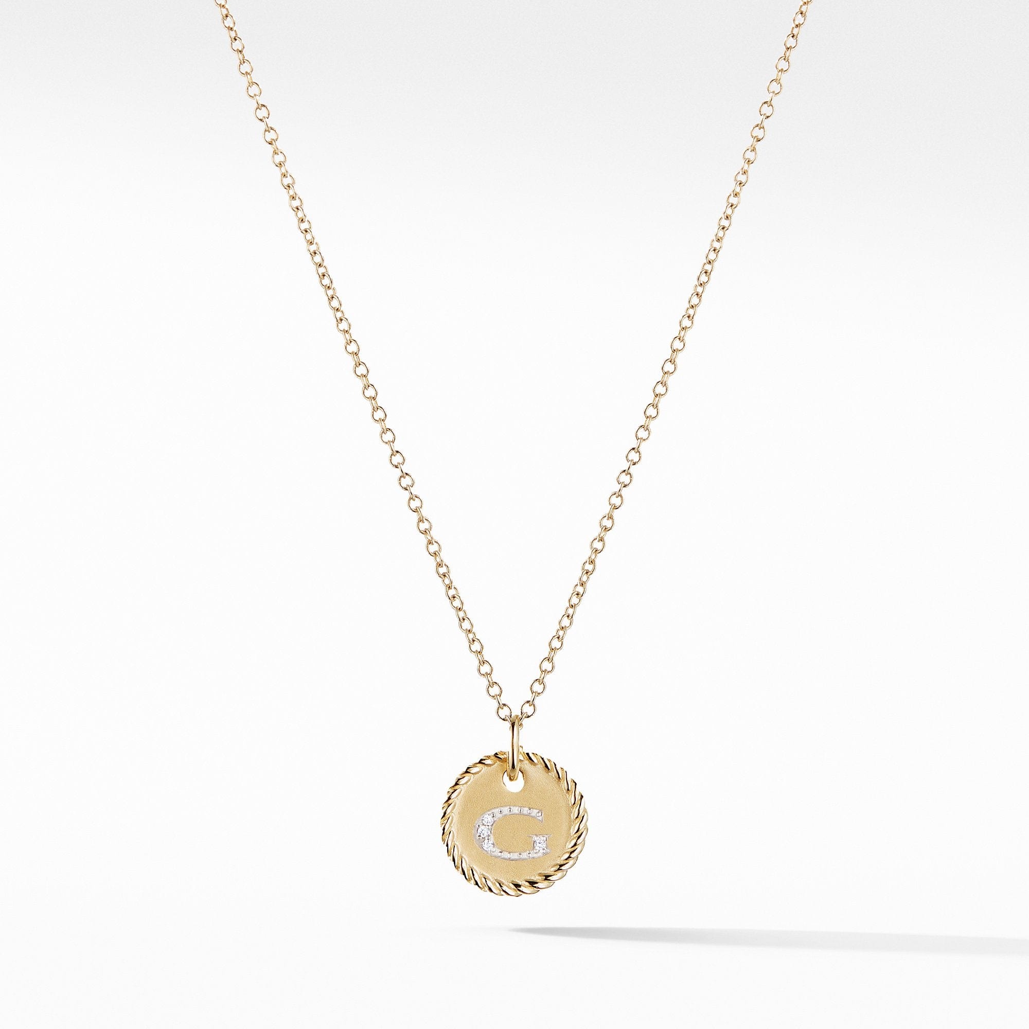 "G" Pendant with Diamonds in Gold on Chain