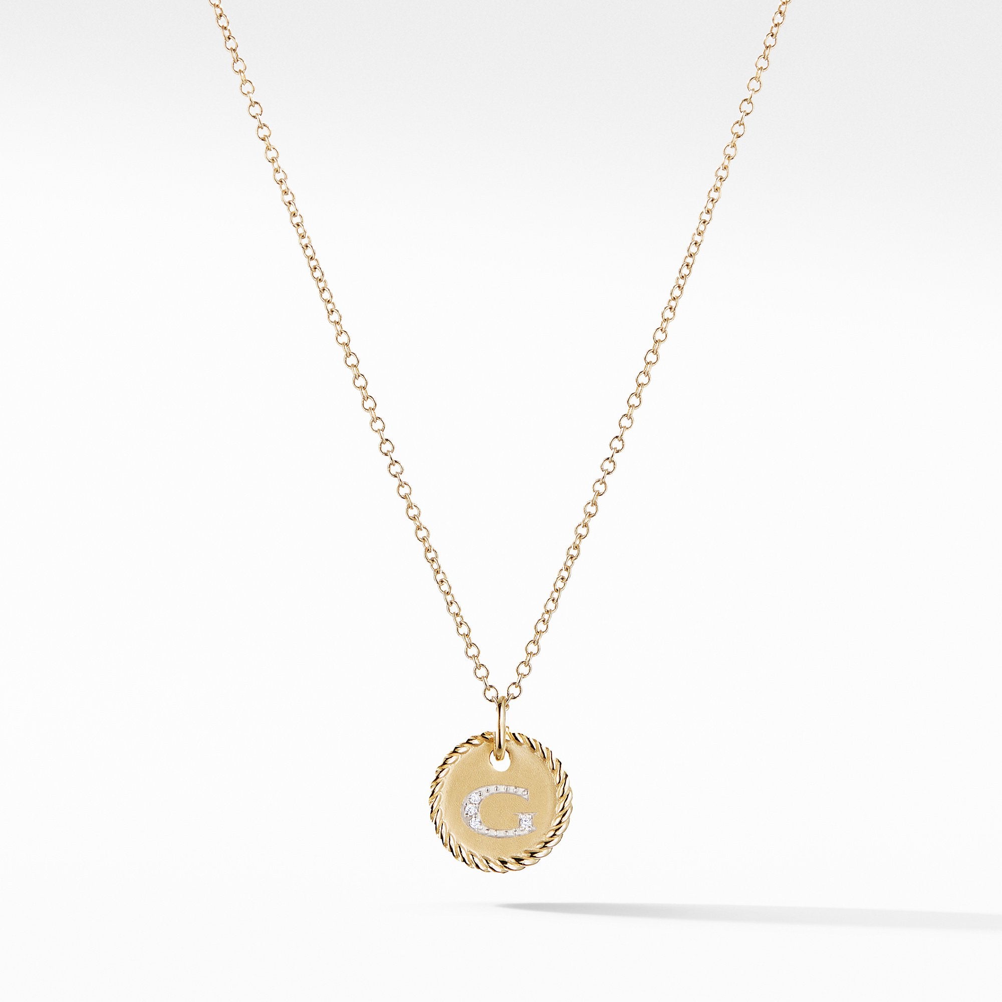 "G" Pendant with Diamonds in Gold on Chain