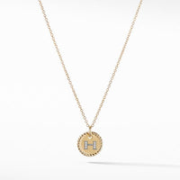 "H" Pendant with Diamonds in Gold on Chain