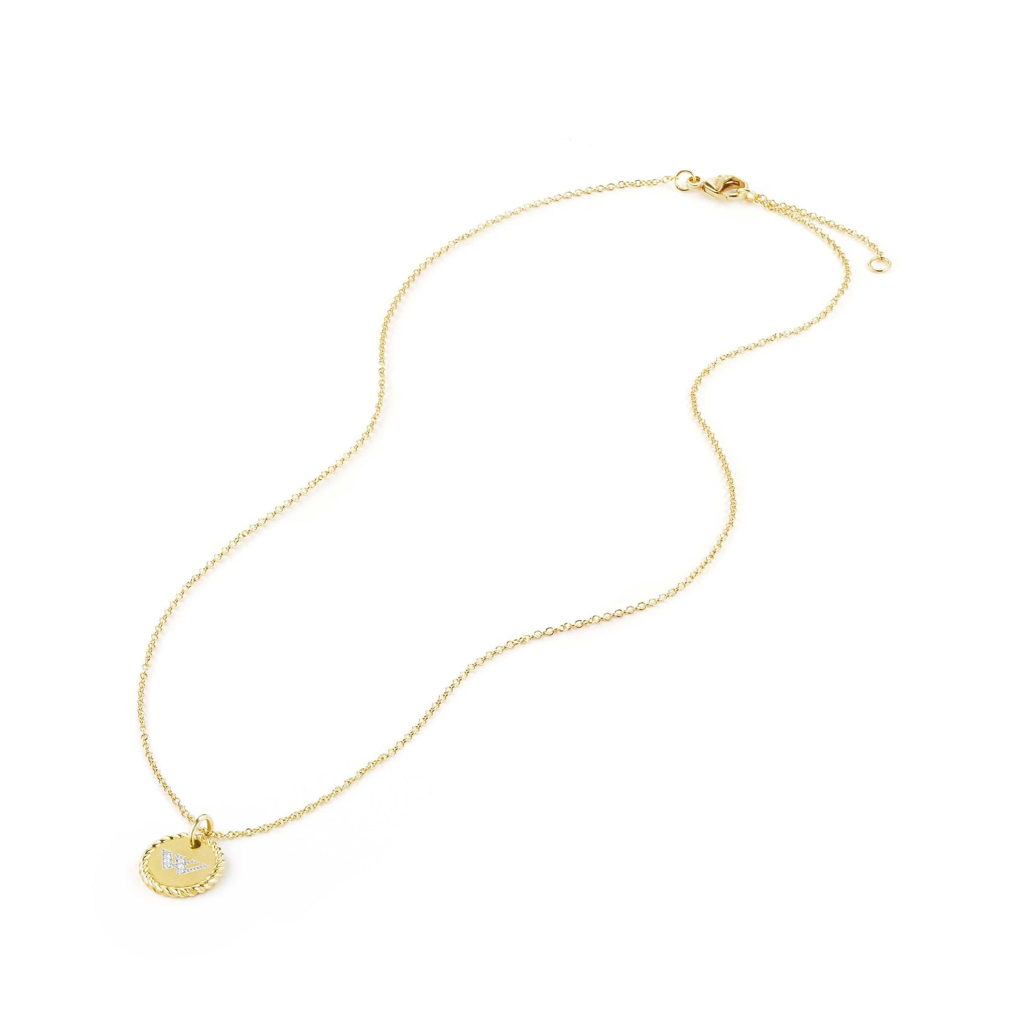 "W" Pendant with Diamonds in Gold on Chain