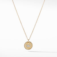 "W" Pendant with Diamonds in Gold on Chain