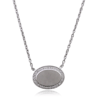 Penny Preville 18K White Gold Oval Diamond Disc Necklace
