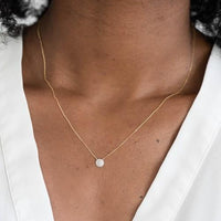 14K Yellow Gold Diamond Disc Necklace