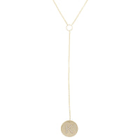 14K Yellow Gold Diamond "K" Drop Necklace