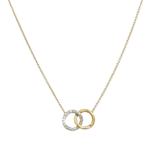 Delicati 18K Two-Tone Gold Interlock Diamond Necklace