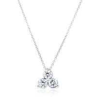 14K White Gold Three Stone Cluster Diamond Pendant