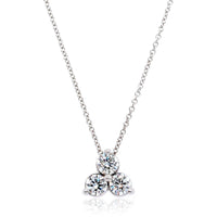14K White Gold Three Stone Cluster Diamond Pendant