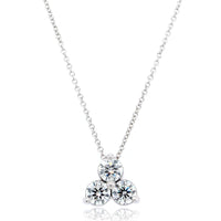 14K White Gold Three Stone Cluster Diamond Pendant