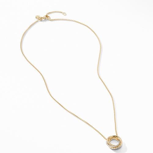 Crossover Mini Pendant Necklace in 18K Yellow Gold with Diamonds