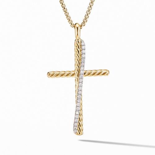 Crossover XL Cross Necklace in 18K Yellow Gold with Diamonds