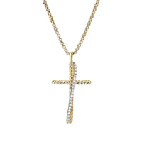 The Crossover Collection® Cross Necklace in 18K Yellow Gold with Pavé Diamonds
