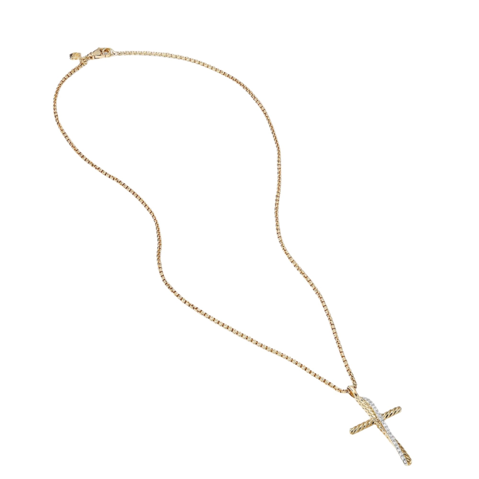 The Crossover Collection® Cross Necklace in 18K Yellow Gold with Pavé Diamonds