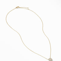 Cushion Stud Pendant Necklace in 18K Yellow Gold with Pavé Diamonds