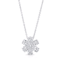 18K White Gold Diamond Flower Pendant