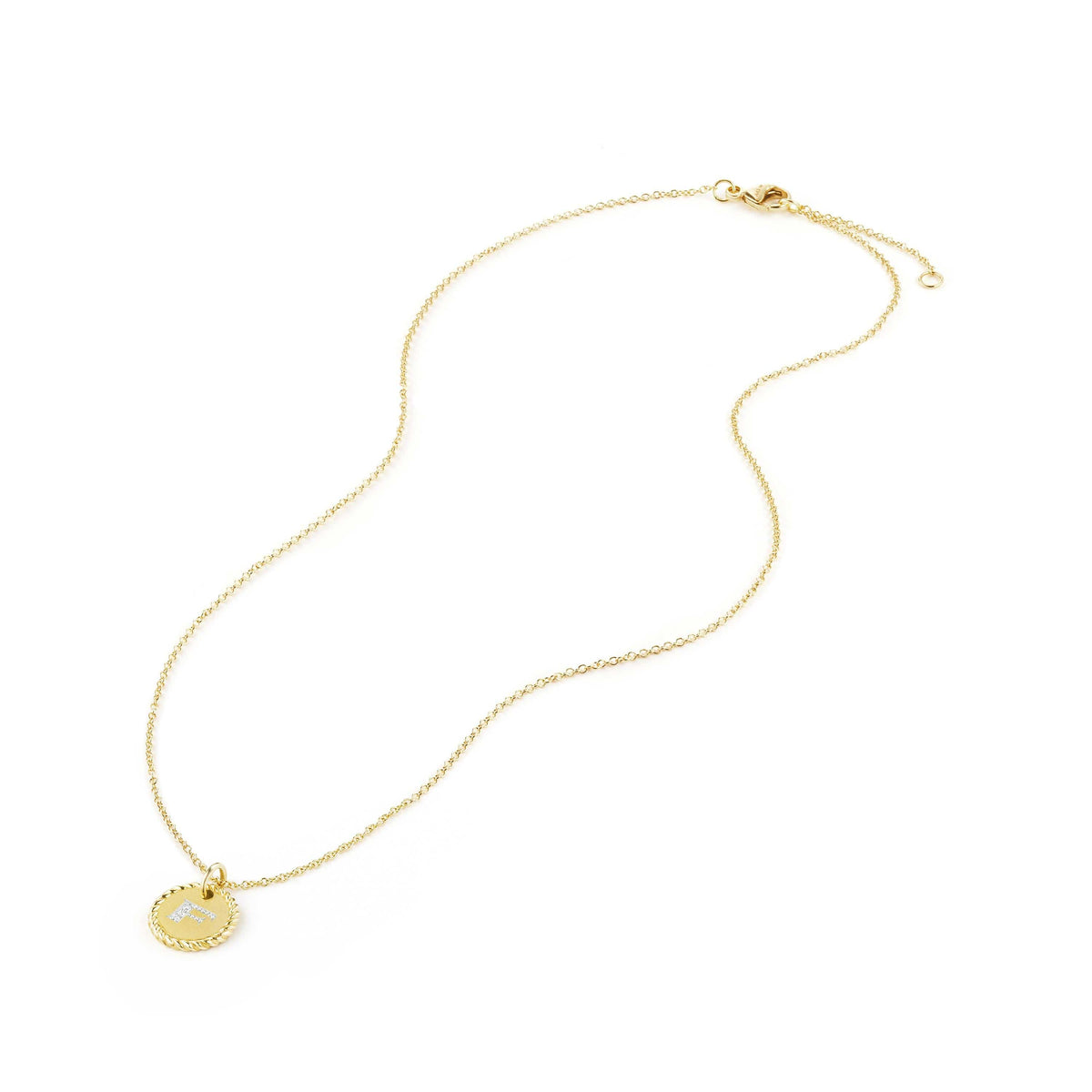 "F" Pendant with Diamonds in Gold on Chain