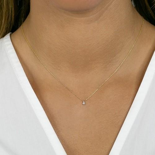 14K Rose Gold Petite Diamond Teardrop Necklace