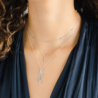 14K White Gold Triple Drop Diamond Pendant Necklace