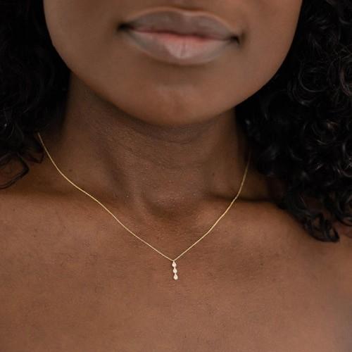 Dana Rebecca 14K Yellow Gold Triple Drop Diamond Pendant