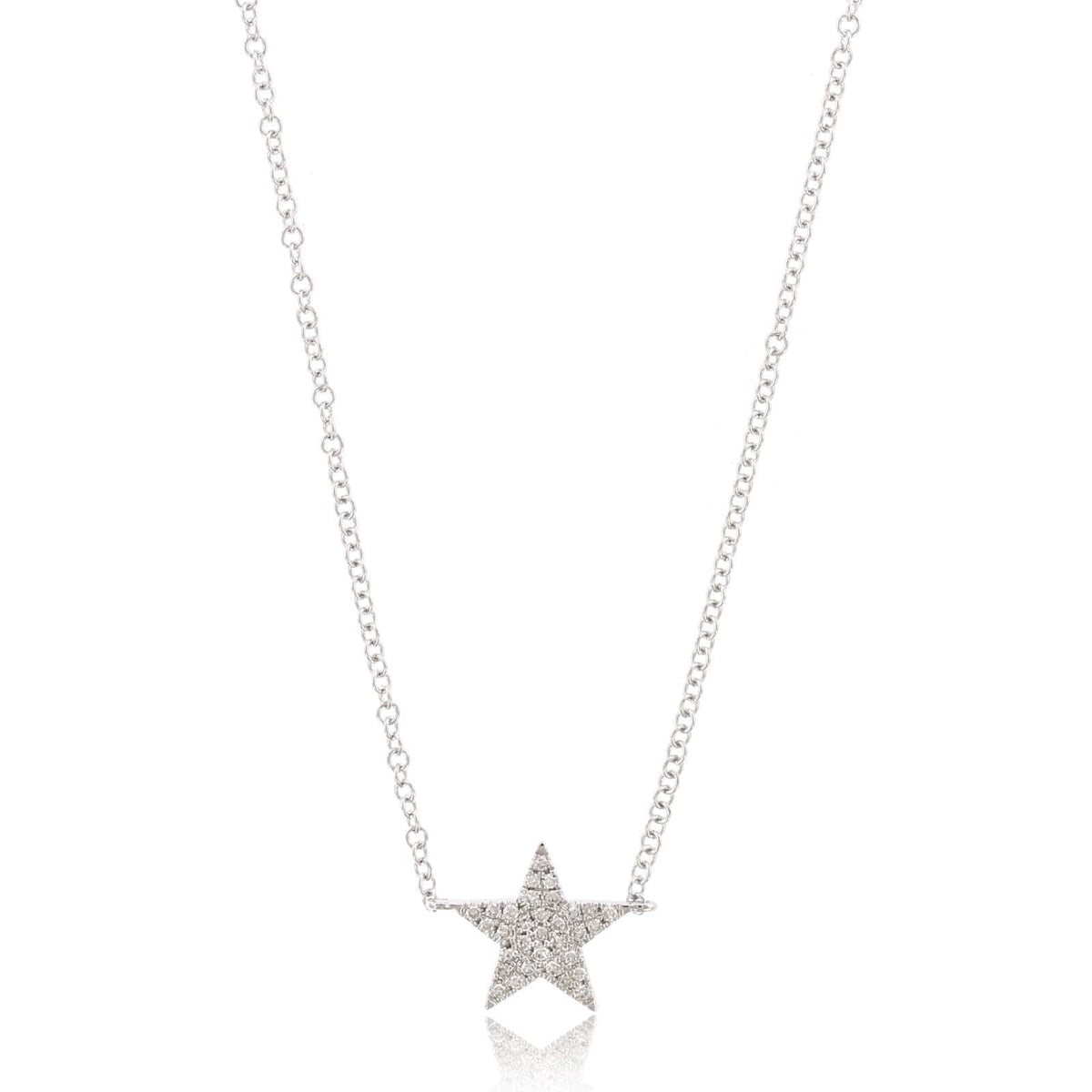 14K White Gold Diamond Star Pendant