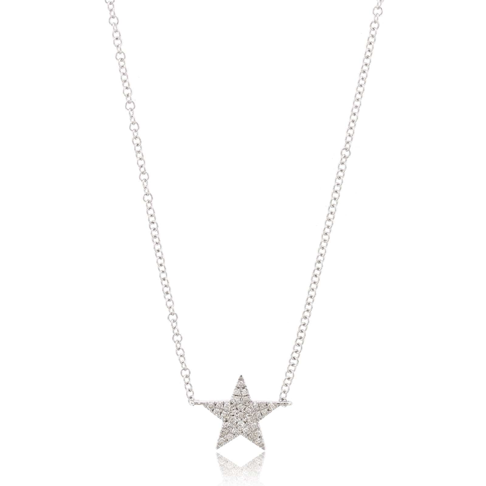 14K White Gold Diamond Star Pendant