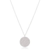 14K White Gold Large Diamond Disc Pendant