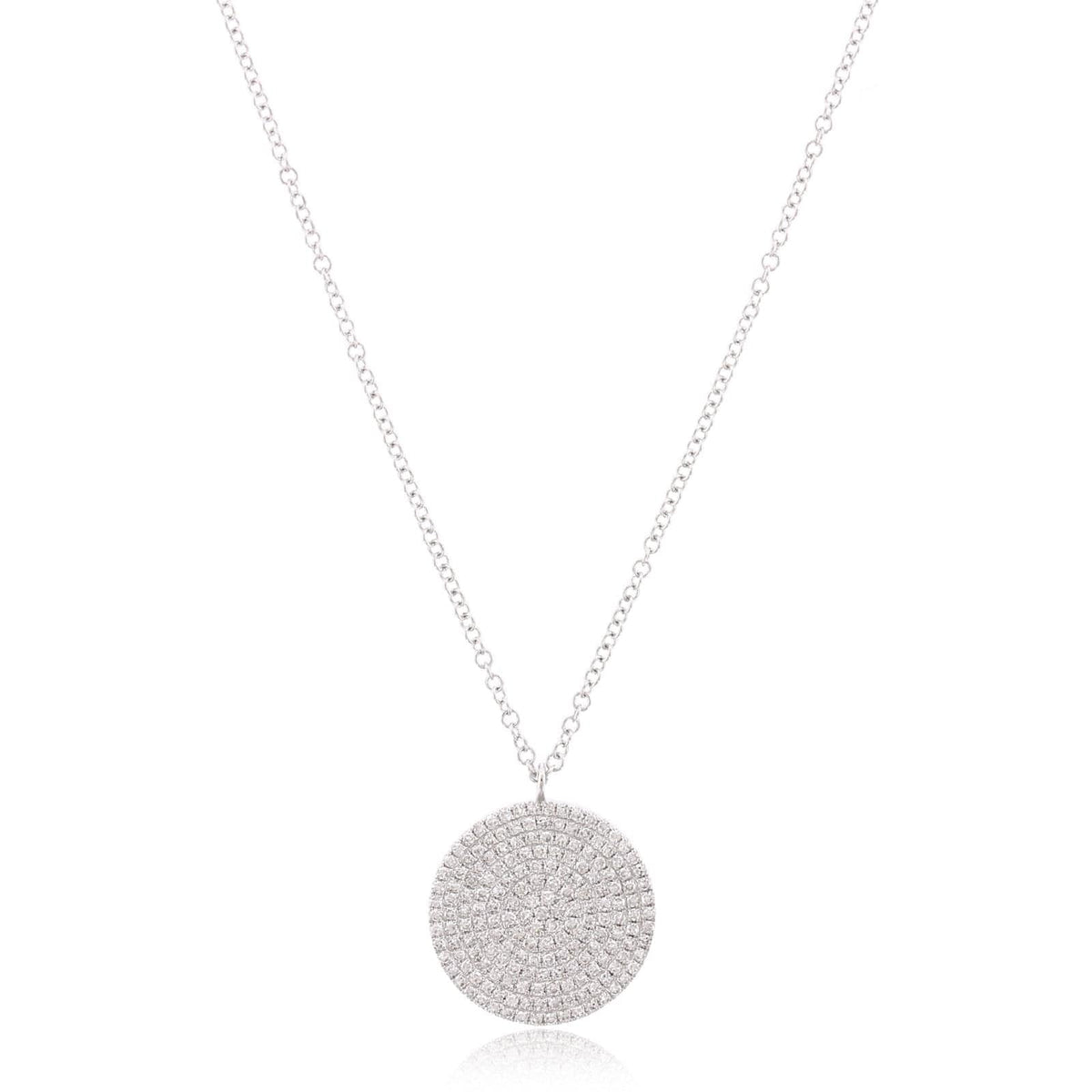 14K White Gold Large Diamond Disc Pendant