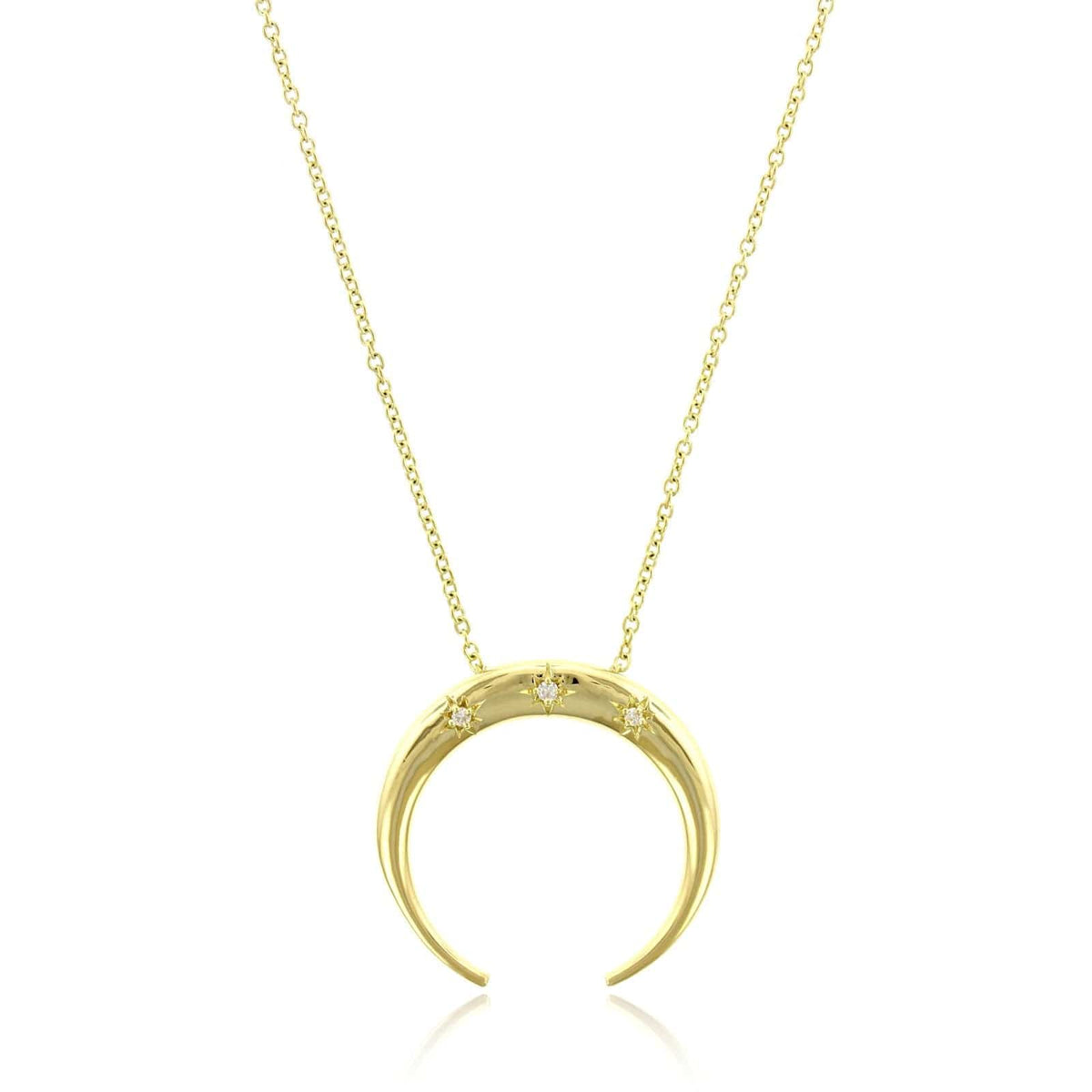 18K Yellow Gold Diamond Crescent Star Pendant
