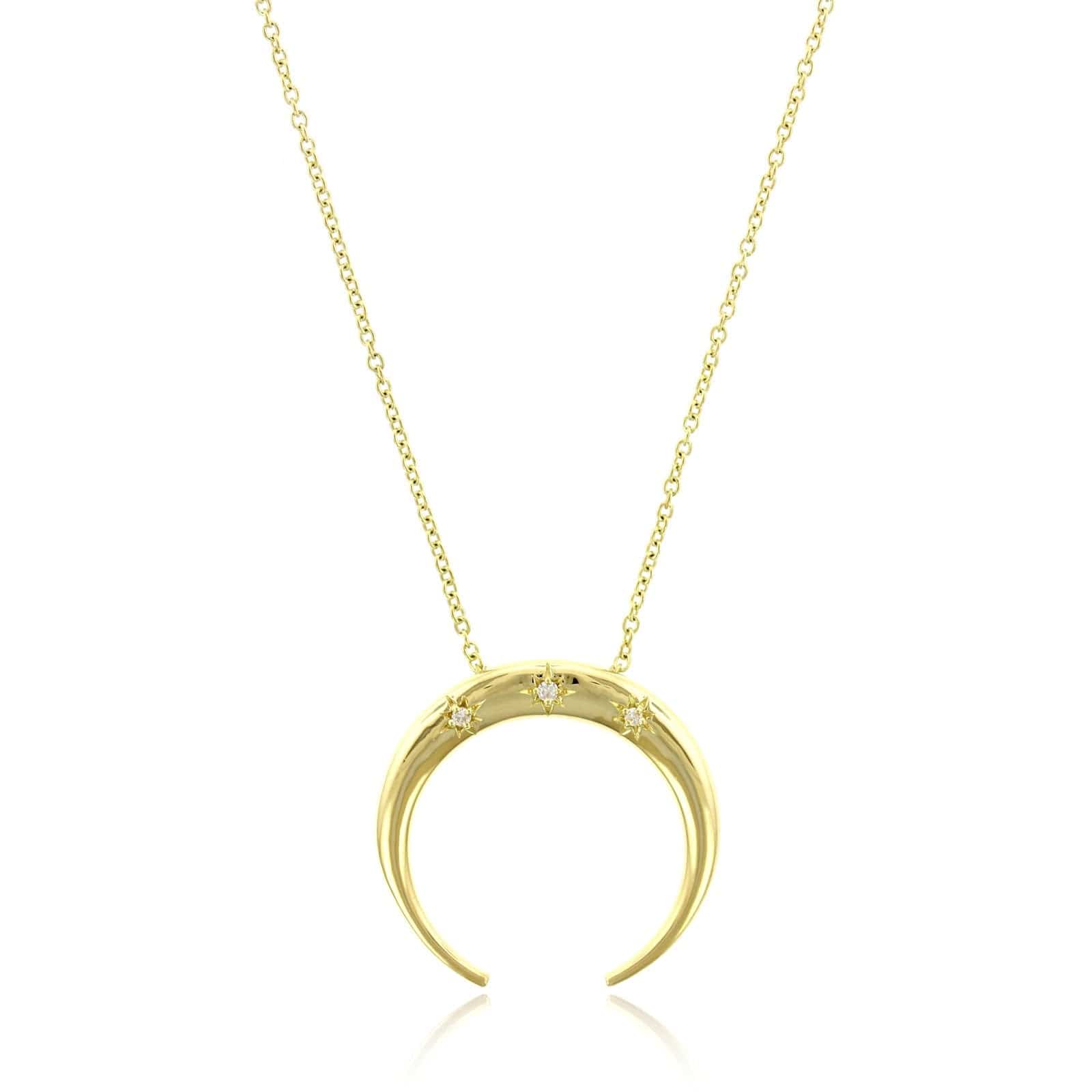 18K Yellow Gold Diamond Crescent Star Pendant