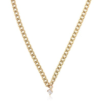 14K Yellow Gold Small Curb Chain Diamond Necklace