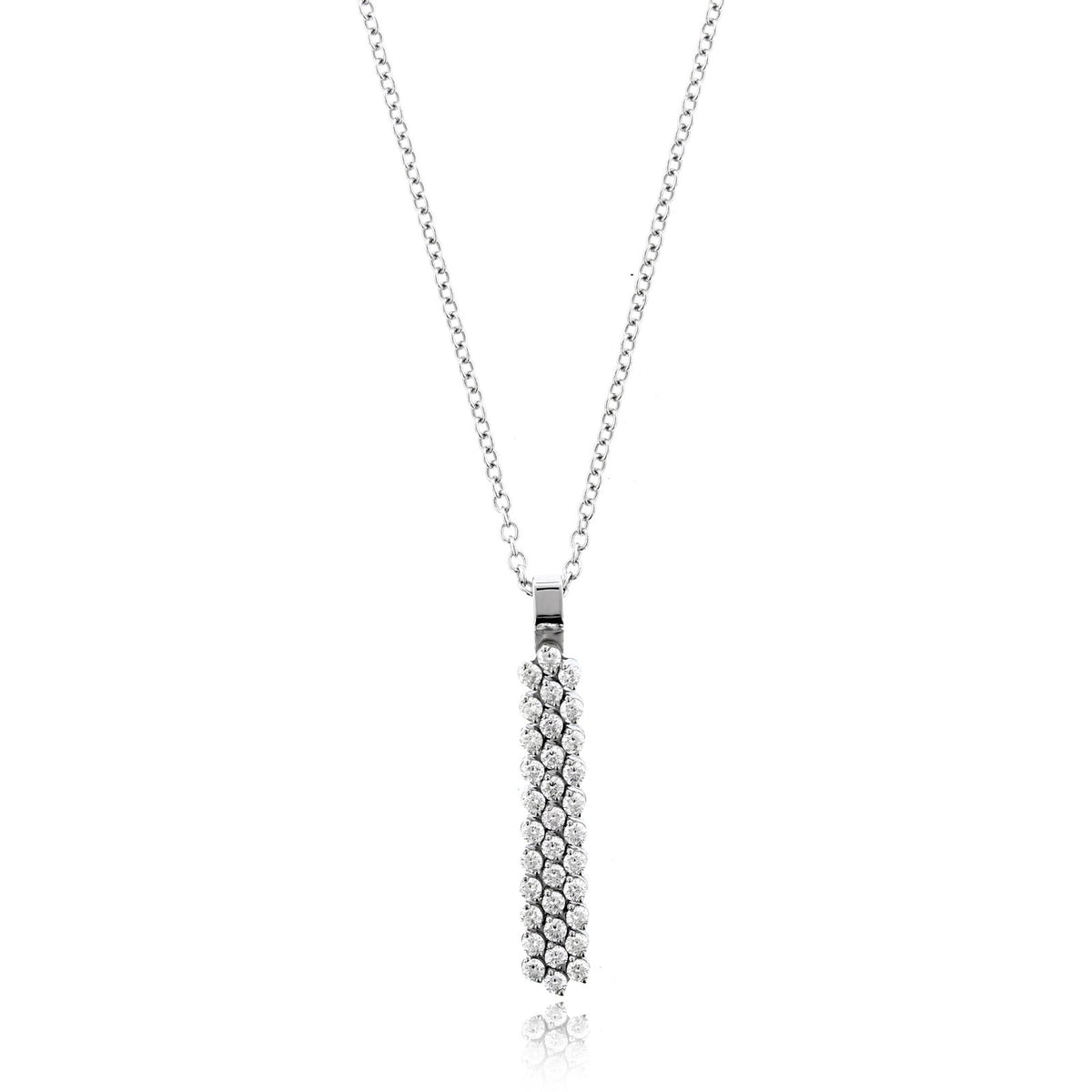 18K White Gold Three-Row Adjacent Diamond Necklace