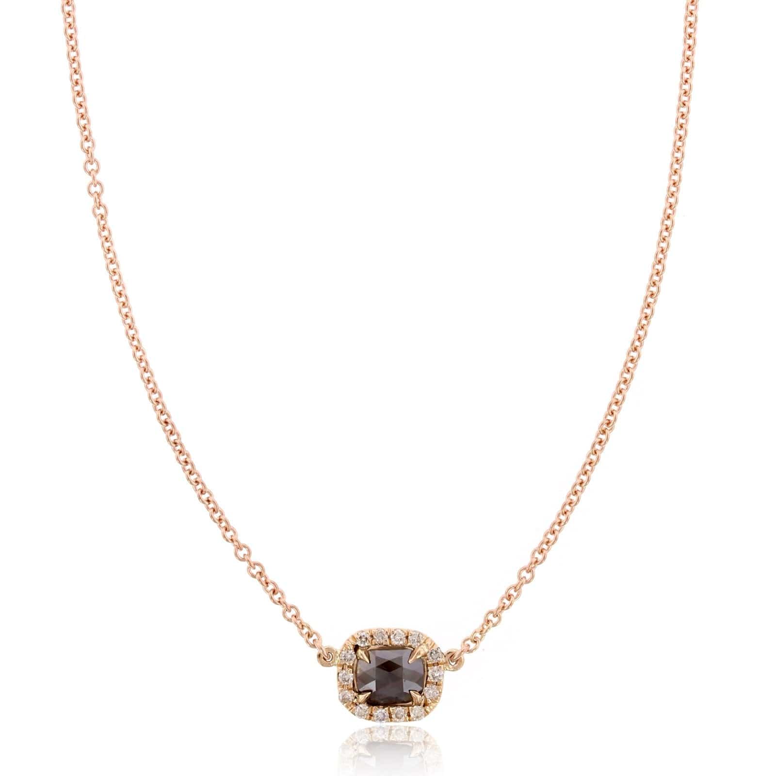 14K Rose Gold Rosecut Brown Diamond Pendant