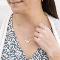 14K White Gold Diamond Pave Moon Necklace