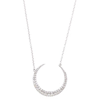 14K White Gold Diamond Pave Moon Necklace