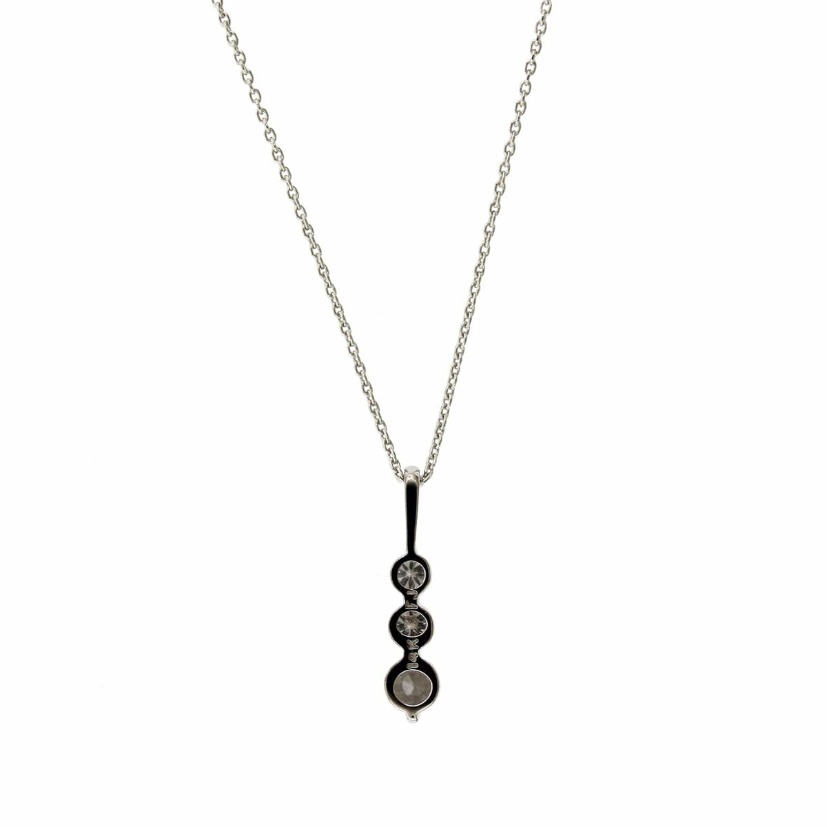 14K White Gold 3 Stone Graduated Diamond Pendant