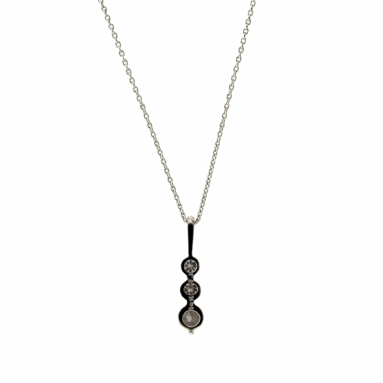 14K White Gold 3 Stone Graduated Diamond Pendant