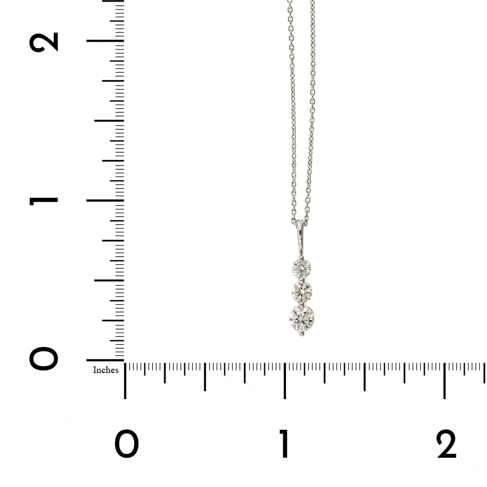 14K White Gold 3 Stone Graduated Diamond Pendant