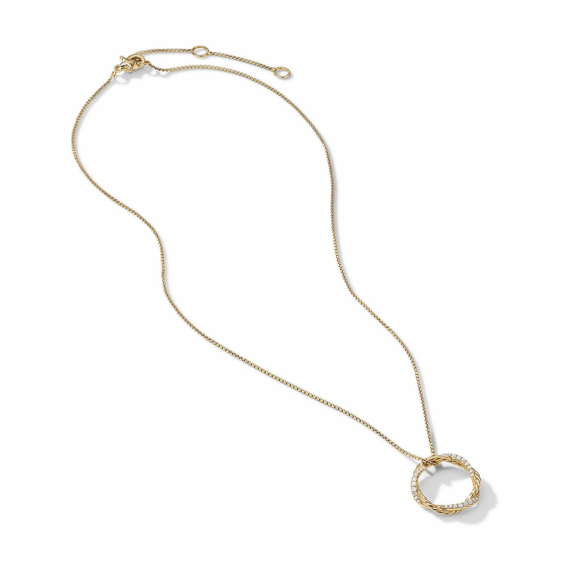 Petite Infinity Pendant Necklace in 18K Yellow Gold with Pavé Diamonds