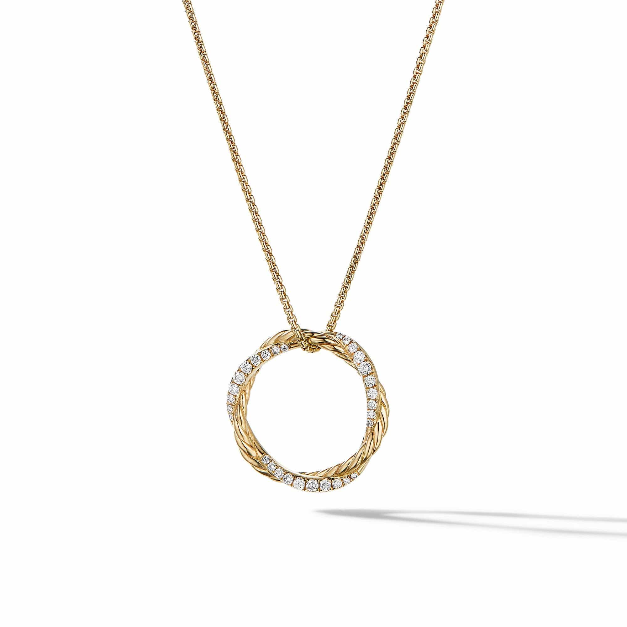Petite Infinity Pendant Necklace in 18K Yellow Gold with Pavé Diamonds