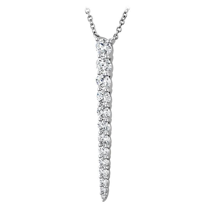 18K White Gold Graduating Diamond Drop Necklace