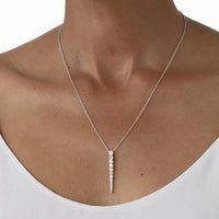 18K White Gold Graduating Diamond Drop Necklace