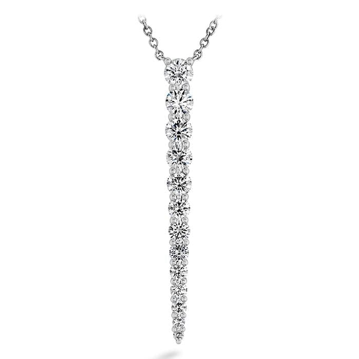 18K White Gold Graduating Diamond Drop Necklace