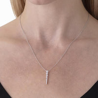 18K White Gold Graduating Diamond Drop Necklace