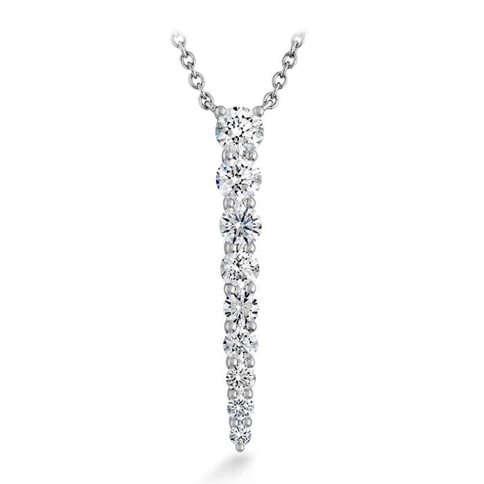18K White Gold Graduating Diamond Drop Necklace