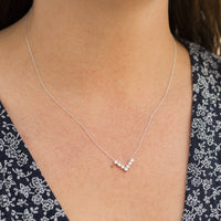 14K White Gold Diamond "V" Shaped Necklace