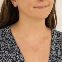 14K Yellow Gold Baguette Diamond  Bar Slope Necklace