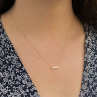 14K Rose Gold Diamond Baguette Bar Slope Necklace