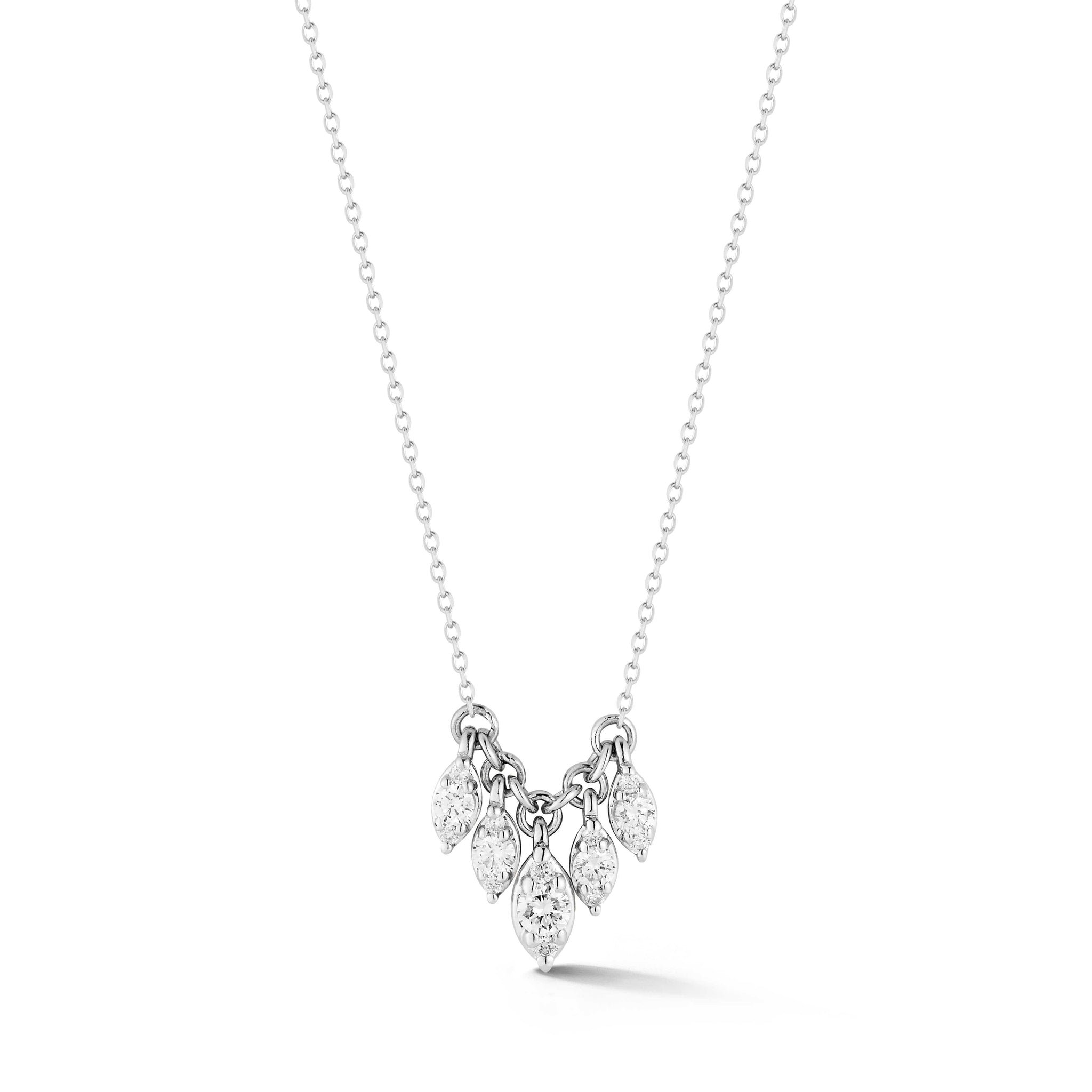 14K White Gold Multi Marquise Diamond Necklace