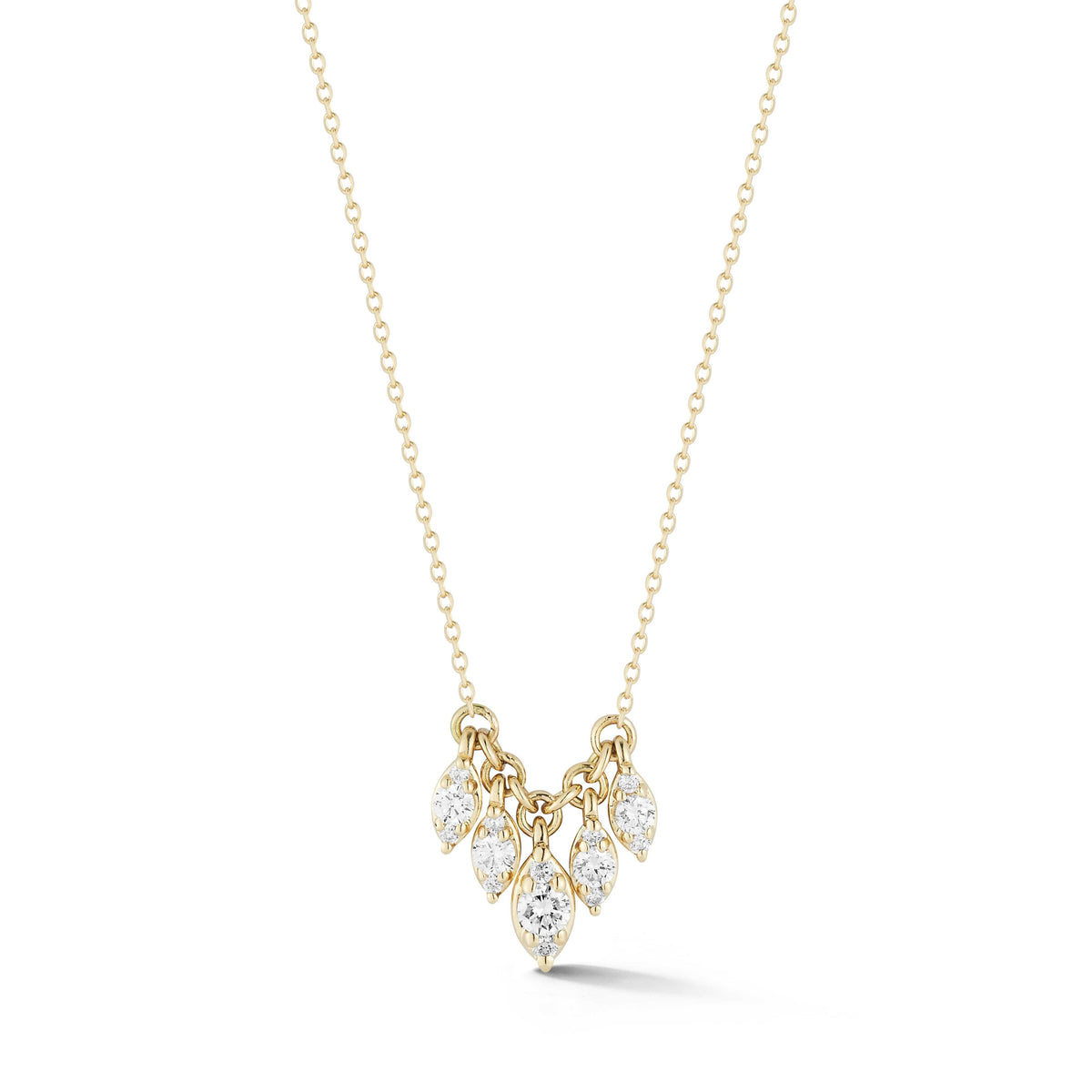 14K Yellow Gold Multi Marquise Diamond Necklace