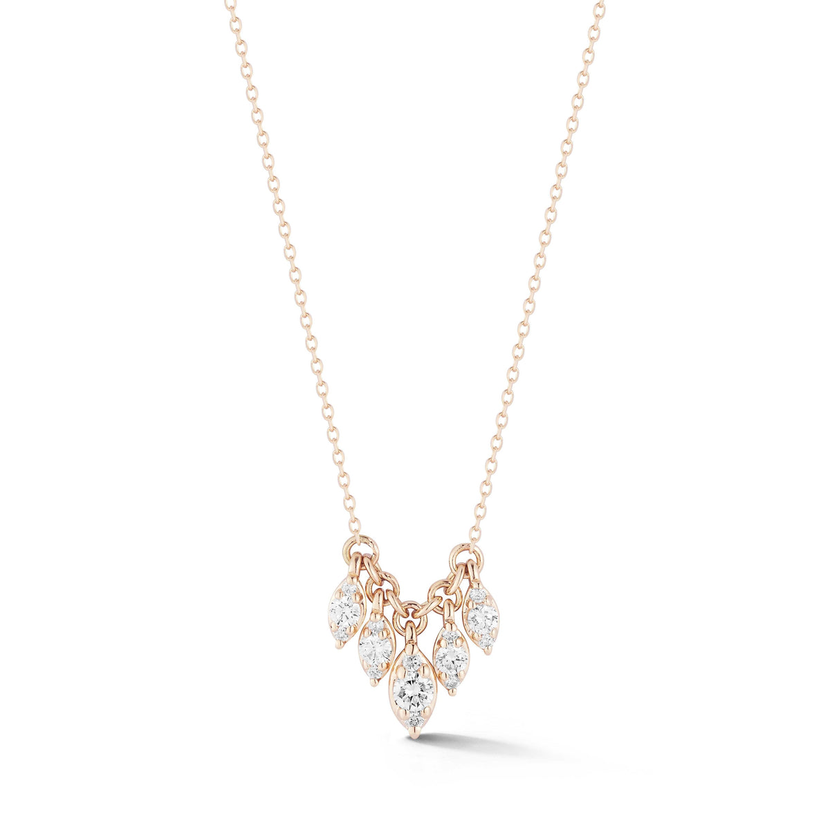 14K Rose Gold Multi Marquise Diamond Necklace