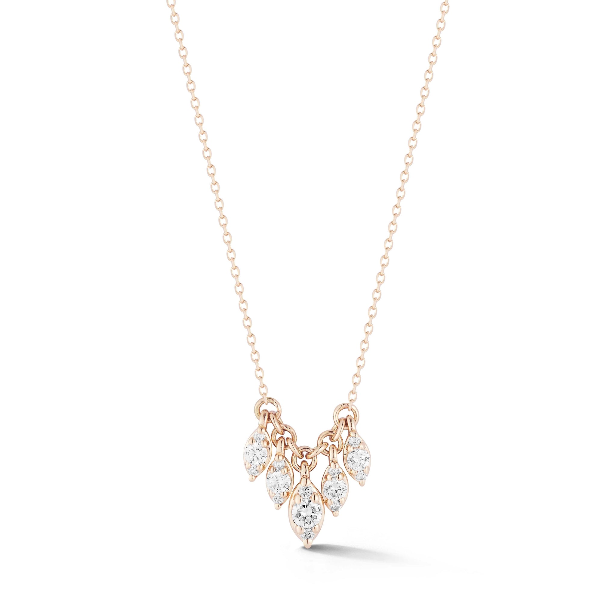 14K Rose Gold Multi Marquise Diamond Necklace
